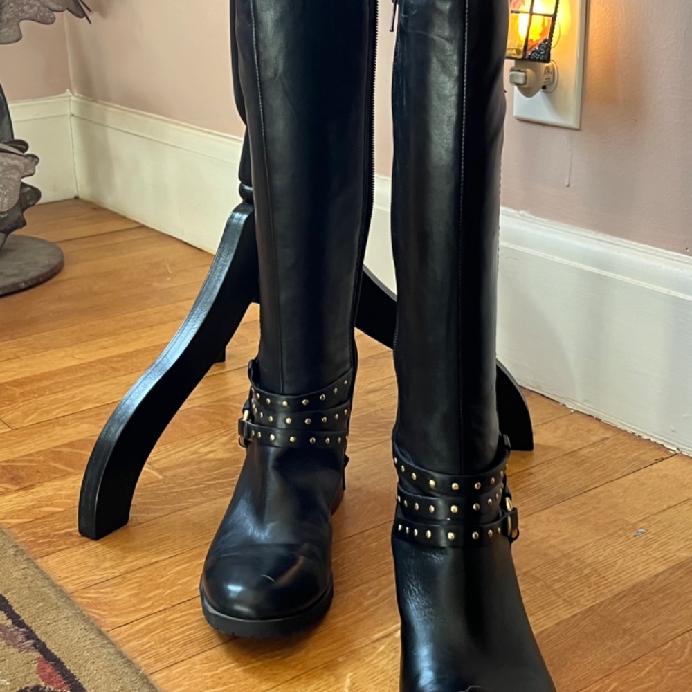 Nine West Leather Boots with gold accents - Picture 2 of 8